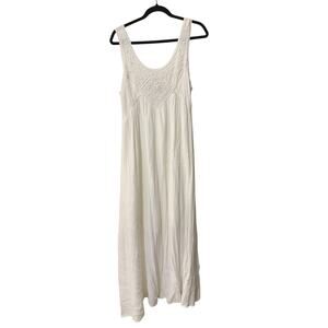Magic Boho Embroidered White Beaded Maxi Dress XL Sleeveless